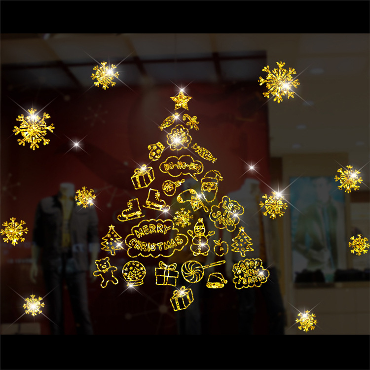 Decal Noel Nhũ Vàng – Cây Thông Noel